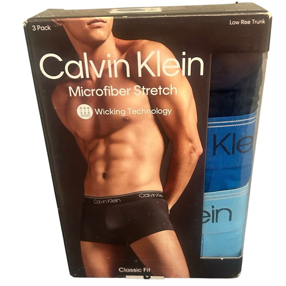 Calvin Klein Men’s 3-Pack Microfiber Stretch Low-Rise Trunks NWT Size Small